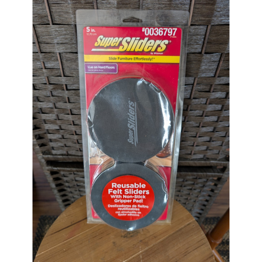 Super Sliders 5" Round Reusable Furniture Glides for Hard Surfaces Pack Of 4